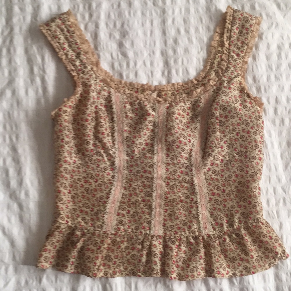 Nanette Lepore size 2 silk tank top with ruffles